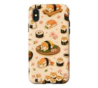 Carcasa para iPhone X/XS Shiba Inu Lindo Sushi Divertido Comida Japonesa Rosa Floral