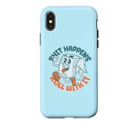Carcasa para iPhone X/XS Shit Happens Roll with It - Funny Adult Humor
