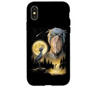 Carcasa para iPhone X/XS Shoebill Stork Aullando a la Luna, extraño Meme Divertido pájaro de los 90