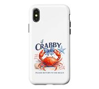 Carcasa para iPhone X/XS Si está malhumorado, regresa a la Playa Ocean Crab