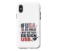 Carcasa para iPhone X/XS Si Estados Unidos es Tan Bueno, ¿por qué USB Retro Humor Coder Tech America?