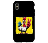 Carcasa para iPhone X/XS Signo de Paz de Pollo Retro Pop Granja Animal gráfico Gallo