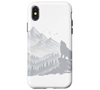Carcasa para iPhone X/XS Silueta de Paisaje de Lobo