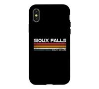 Carcasa para iPhone X/XS Sioux Falls South Dakota Retro Rayas Vintage City Design