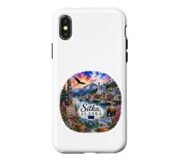 Carcasa para iPhone X/XS Sitka Alaska, AK, USA Viillage, Pacific Passage, Pesca