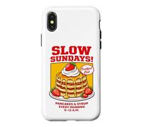 Carcasa para iPhone X/XS Slow Sundays Pancake Breakfast Funny Illustration Graphic