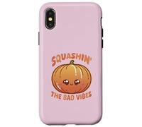 Carcasa para iPhone X/XS Smashin' The Bad Vibes Pumpkin Kawaii Lindo Divertido