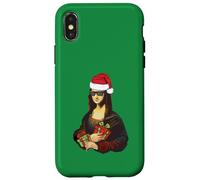 Carcasa para iPhone X/XS Smile! Funny Christmas Mona Lisa Santa Claus Sombrero Meme