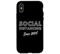 Carcasa para iPhone X/XS Social Distancing Since 2004 Funny 2000's Meme Birthday 2004