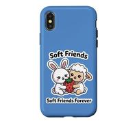 Carcasa para iPhone X/XS Soft Friends Forever, Linda Amistad Entre Conejo y Cordero