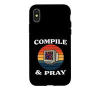 Carcasa para iPhone X/XS Software Developer Compile & Pray Retro Coder