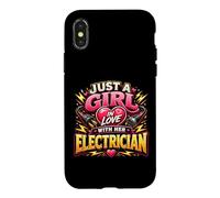 Carcasa para iPhone X/XS Solo una Chica Enamorada de su Electricista Electricista Divertido