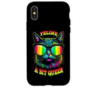 Carcasa para iPhone X/XS Sombras con Bandera arcoíris, felino, Queer, Gay, LGBTQ, para el Mes del Orgullo