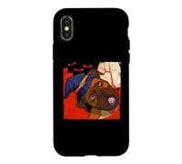 Carcasa para iPhone X/XS Sombrero de Bruja Tipo bóxer Divertido para Amantes de los Perros de Halloween