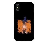 Carcasa para iPhone X/XS Sombrero de Bruja Tipo bóxer Divertido para Amantes de los Perros de Halloween