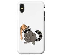 Carcasa para iPhone X/XS Sombrero de Piel de Mapache extraño Humor de Halloween para bichos raros