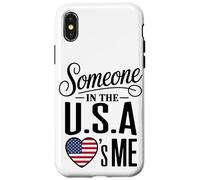 Carcasa para iPhone X/XS Someone In The U S A Loves Me Heart Flag