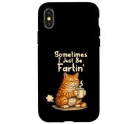 Carcasa para iPhone X/XS Sometimes I Just Be Fartin' Funny Farting Cat Meme Coffee