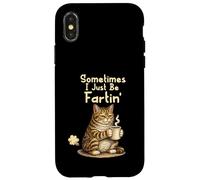 Carcasa para iPhone X/XS Sometimes I Just Be Fartin' Funny Farting Cat Meme Coffee