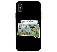 Carcasa para iPhone X/XS South Dakota Mapa de Dakota del Sur con el Monte Rushmore