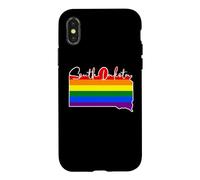 Carcasa para iPhone X/XS South Dakota Mapa USA Estado Arco Iris Bandera Pride Month