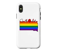 Carcasa para iPhone X/XS South Dakota Mapa USA Estado Arco Iris Bandera Pride Month