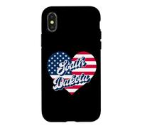 Carcasa para iPhone X/XS South Dakota State Patriotic USA Heart US Men Women & Kids