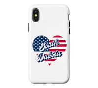 Carcasa para iPhone X/XS South Dakota State Patriotic USA Heart US Men Women & Kids