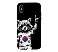 Carcasa para iPhone X/XS South Korean Flag Raccoon Funny South Korea