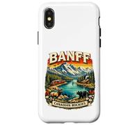 Carcasa para iPhone X/XS Souvenir del Parque Nacional Retro Mountain Scenic de Banff, Canadá