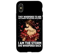 Carcasa para iPhone X/XS Soy la tormenta, Ella susurró, Mariposa, inspiradora