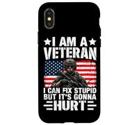 Carcasa para iPhone X/XS Soy un Veterano Que Puedo Arreglar estúpido, Pero va a doler
