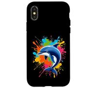 Carcasa para iPhone X/XS Splash Art Dolphin Design Hermosos Amantes de los Delfines