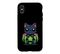 Carcasa para iPhone X/XS Spooky Summer Sandía Jack O Farol Kawaii Cat