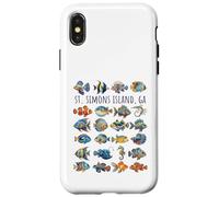 Carcasa para iPhone X/XS St Simons Island GA - Diseño de Peces Coloridos