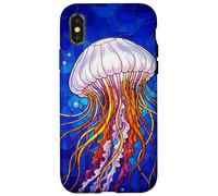 Carcasa para iPhone X/XS Stained Glass Jellyfish Mosaic Art Ocean Creature