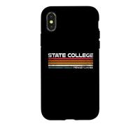Carcasa para iPhone X/XS State College Pennsylvania Retro Rayas Vintage City Design