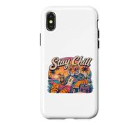 Carcasa para iPhone X/XS Stay Chill Tiger Tropical Beach Vacaciones Retro Verano Vibes