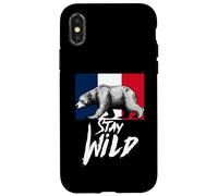 Carcasa para iPhone X/XS Stay Wild with Wild Bear & France Flag, French Bear Graphic