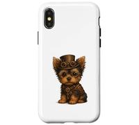 Carcasa para iPhone X/XS Steampunk Puppies, Regalo para Amantes de los Perros Yorkshire Terrier Yorkie