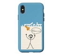 Carcasa para iPhone X/XS Stick Figure Under A Tack Funny Stick Hombre Oficina Regalo