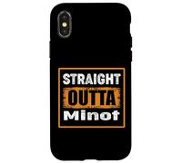 Carcasa para iPhone X/XS Straight Outta Minot North Dakota USA Retro Humor Envejecido