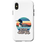 Carcasa para iPhone X/XS Stupid Canadian Wolf Bird Funny Loon Meme Retro Sunset