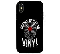 Carcasa para iPhone X/XS Suena Mejor en coleccionista de Discos de Vinilo Retro Vintage Calavera