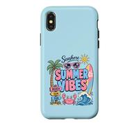Carcasa para iPhone X/XS Summer Vibes Playa Sol Diversión Cangrejo Tabla de Surf Palmera Vacaciones