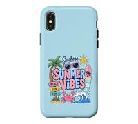 Carcasa para iPhone X/XS Summer Vibes Playa Sol Diversión Cangrejo Tabla de Surf Palmera Vacaciones