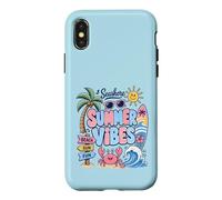 Carcasa para iPhone X/XS Summer Vibes Playa Sol Diversión Cangrejo Tabla de Surf Palmera Vacaciones