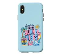 Carcasa para iPhone X/XS Summer Vibes Playa Sol Diversión Cangrejo Tabla de Surf Palmera Vacaciones