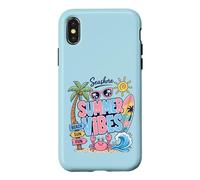 Carcasa para iPhone X/XS Summer Vibes Playa Sol Diversión Cangrejo Tropical Tabla de Surf Vacaciones