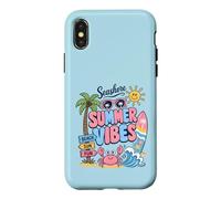 Carcasa para iPhone X/XS Summer Vibes Playa Sol Diversión Cangrejo Tropical Tabla de Surf Vacaciones